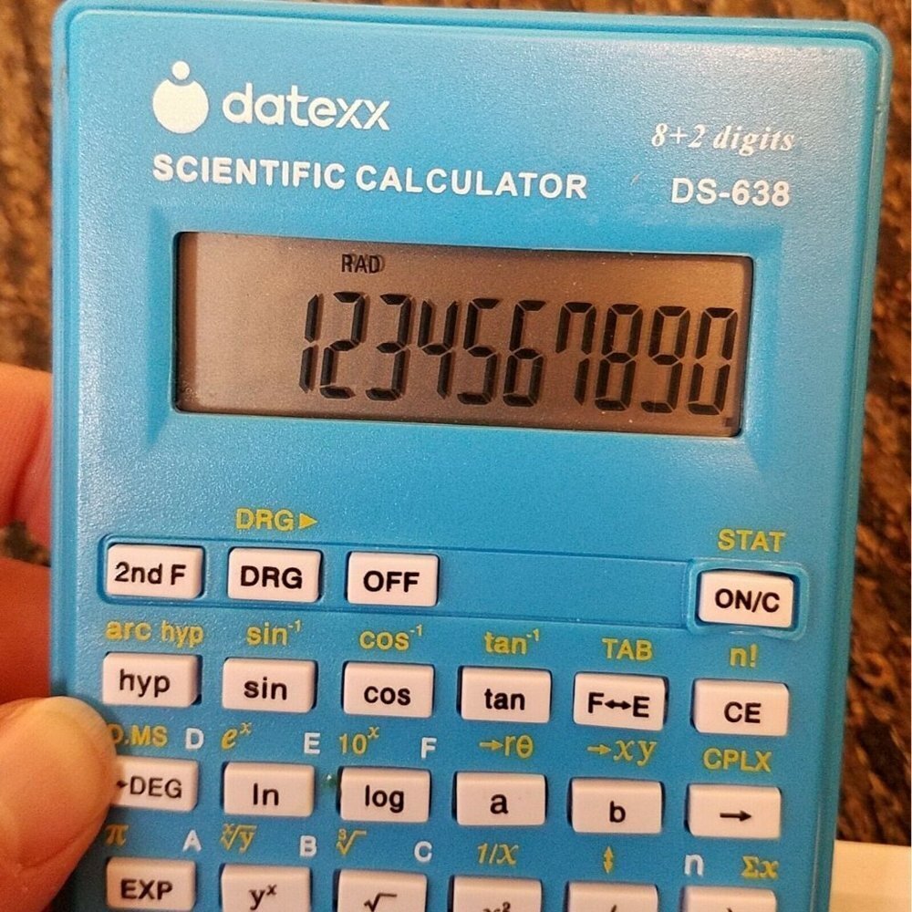 Datexx Blue Scientific Calculator DS-638 C w/ Statistical Function Manual TESTED - Picture 10 of 10